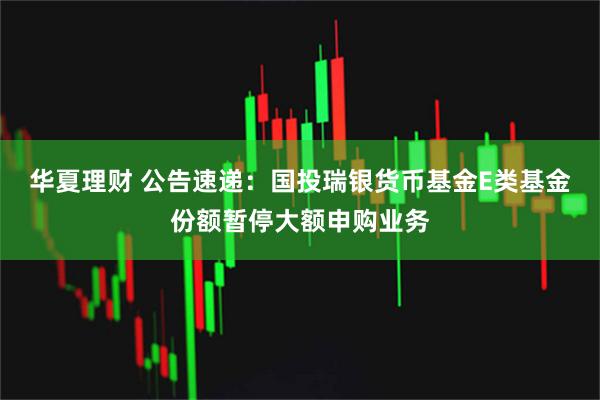 华夏理财 公告速递：国投瑞银货币基金E类基金份额暂停大额申购业务
